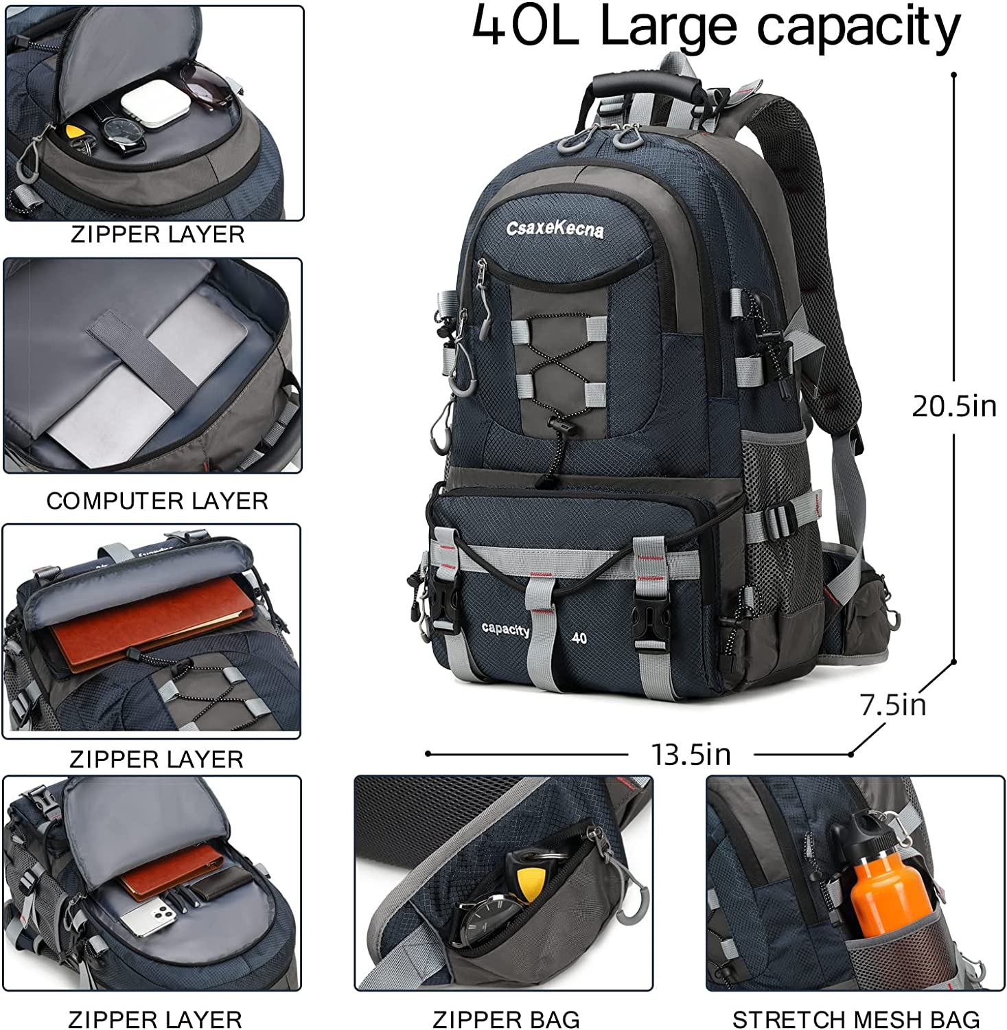 YANIMENGNU MINGMOU Traveling Backpack 40L Waterproof and Light Outdoor Hiking, Men's and Women's Camping Backpack - Image 3